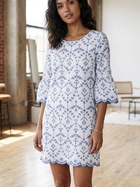 ZARA Trafaluc Eyelet Embroidered Bell Sleeve Mini Dress